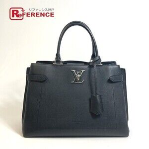 Louis Vuitton Logo Lock Me Tote Bag Handbag Calfskin Noir Black